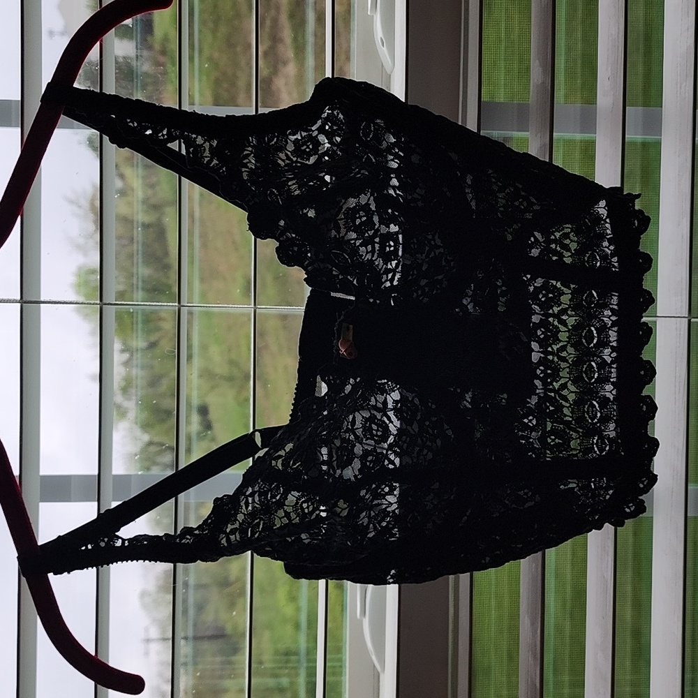 Black lace bustier.